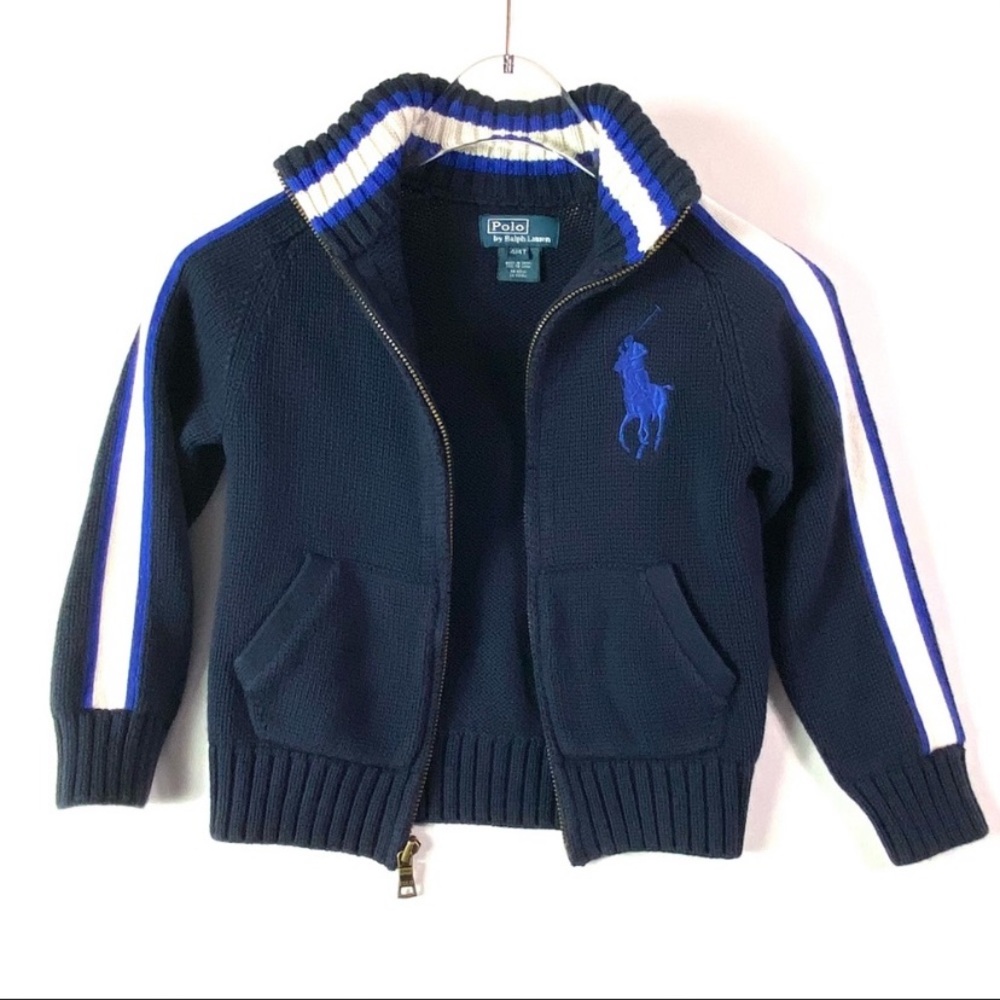 Polo Ralph Lauren Zipped Cardigan, Navy, Boys 4T